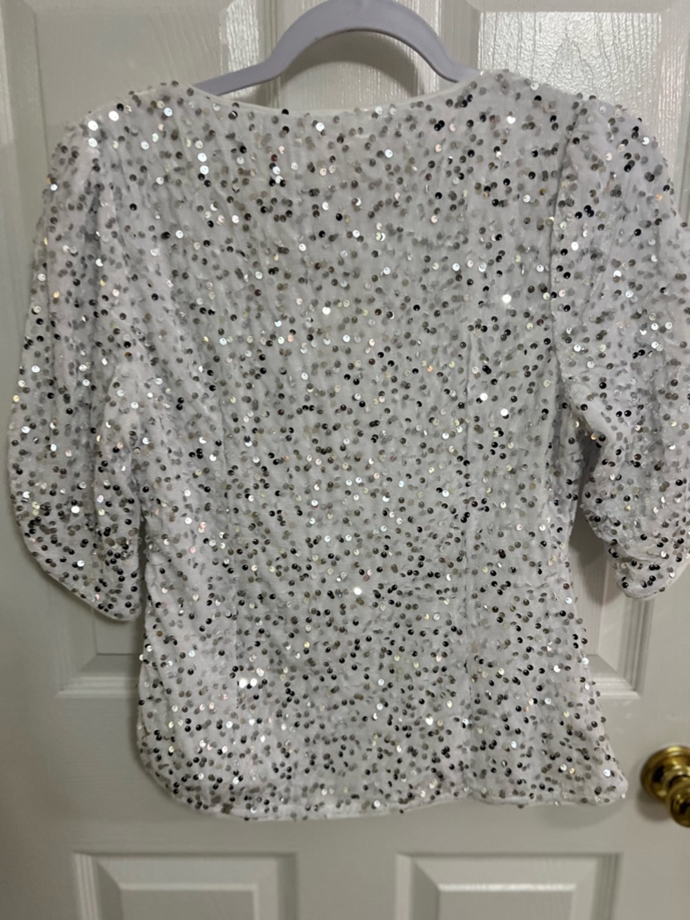 GRACE KARIN Womens 3/4 Length Sleeve Sequin Tops V Neck Velvet Ruched NWT MED - Picture 12 of 12